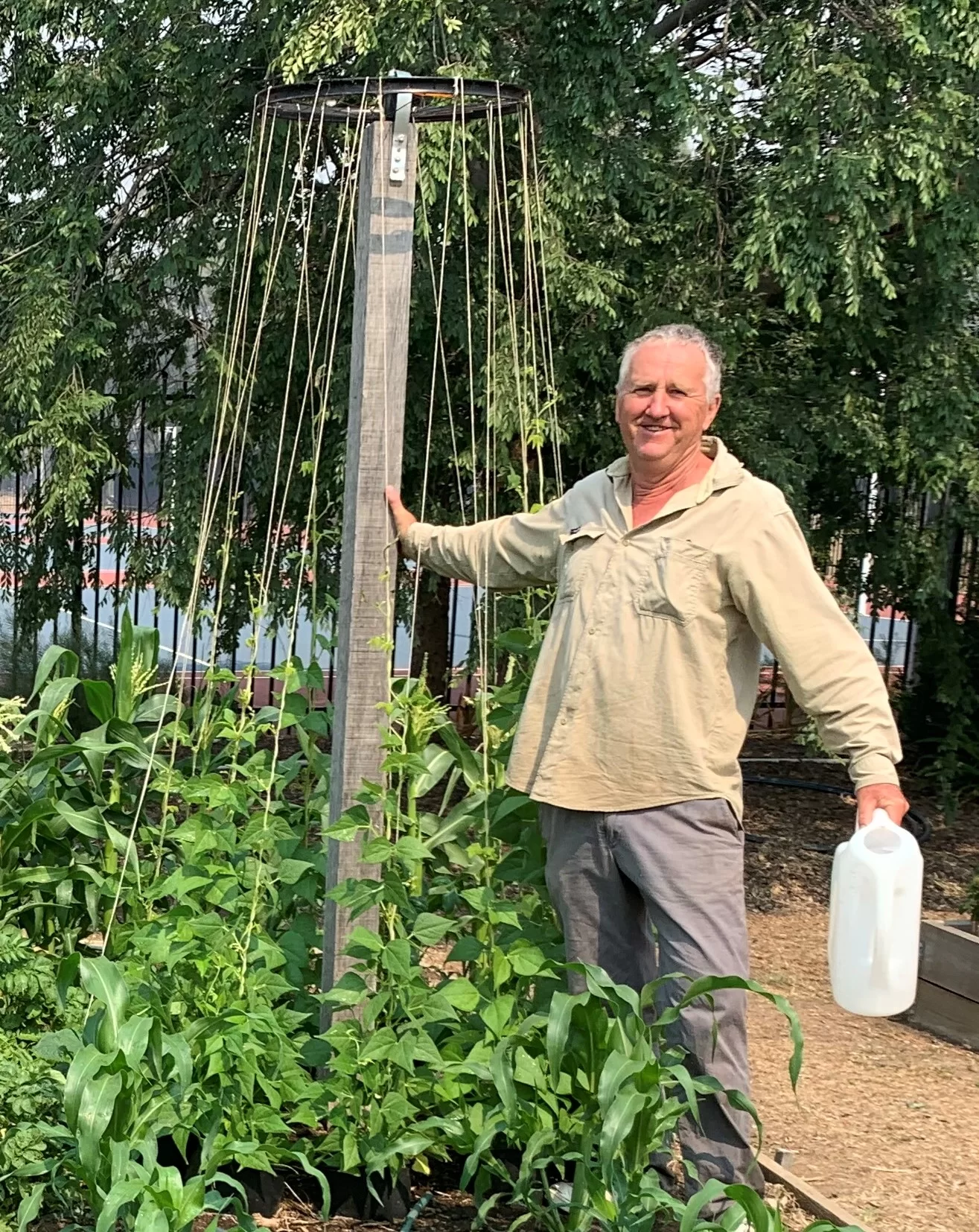 image of richard next to bean stalk